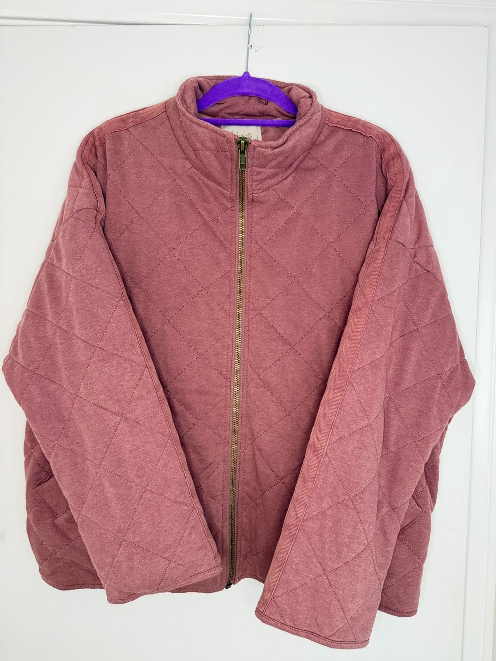 Cleobella Quilted Zip-Front Bomber Jacket in Pink Mauve